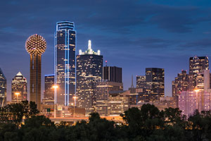 dallas skyline at night