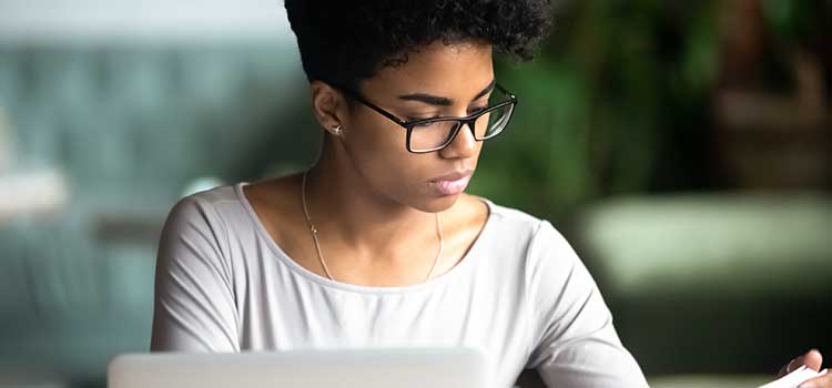 woman working at computer screen