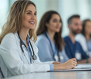 classroom with different healthcare workers
