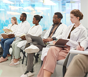 healthcare administration students in class