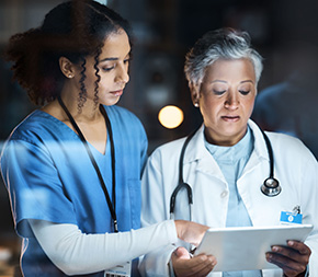 medical assistant shows on duty physician patient notes