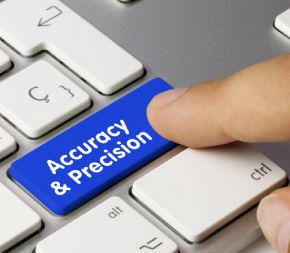 keyboard with button pressed stating Accuracy & Precision